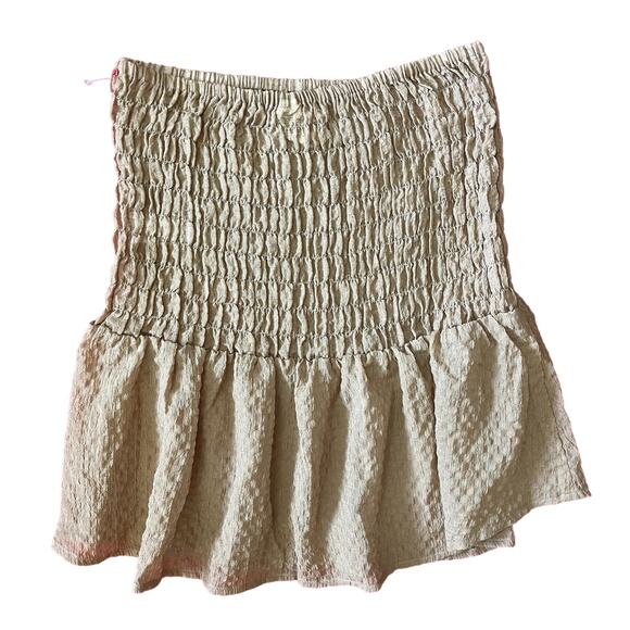 Open Edit Smocked Semisheer Miniskirt Tan Size XS - Picture 3 of 6